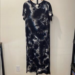 Caution To The Wind Asymmetrical Blue and White Sheath Dress